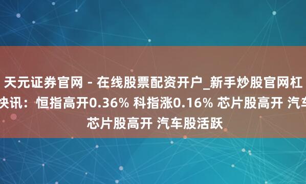 天元证券官网 - 在线股票配资开户_新手炒股官网杠杆注册 快讯：恒指高开0.36% 科指涨0.16% 芯片股高开 汽车股活跃